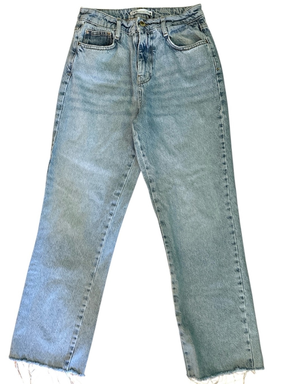 Zara Light Wash High Waisted Straight Leg Jeans sz 6